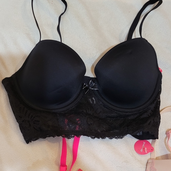 New 7 Piece 34B Bra Bundle Push Up Etc Black Lace Turquoise Camo Hot Pink Nude - Picture 12 of 12